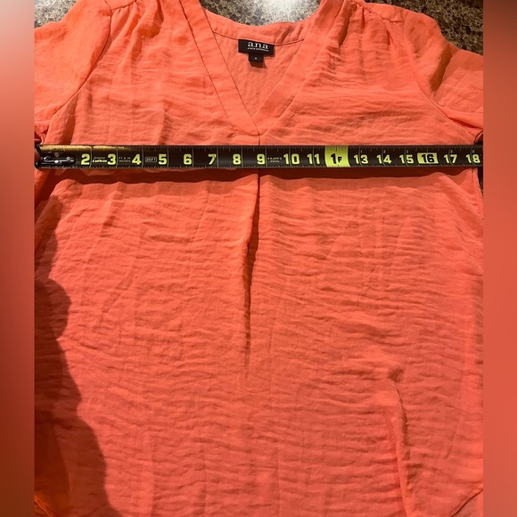 ANA Orange Pullover Blouse V-Neck 3/4 Sleeve - Picture 6 of 7